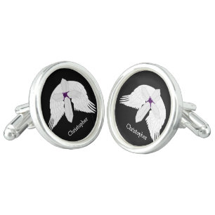 Personalized Angel Wings Cross Cufflinks