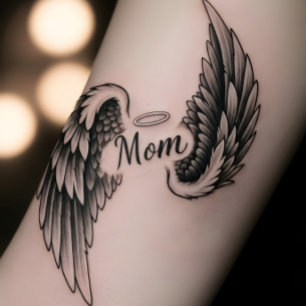 Personalized Angel Wings Mom Custom Memorial Temporary Tattoos