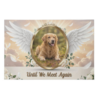 Personalized Angel Wings Pet Memorial Portrait Faux Canvas Print