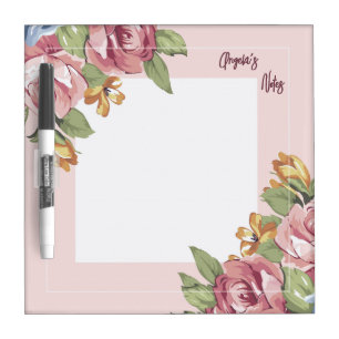 Personalized Angela's Notes Flowery Romantic Dry Erase Board