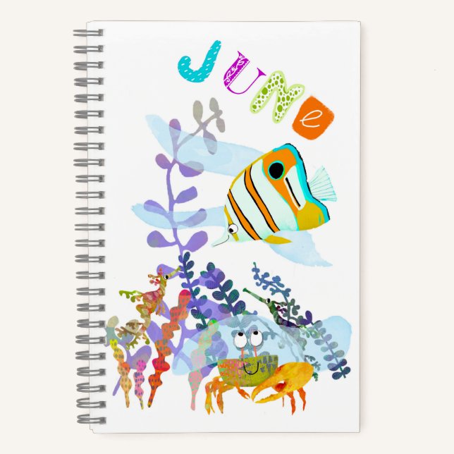 Personalized Angelfish and Ocean Friends Notebook (Front)