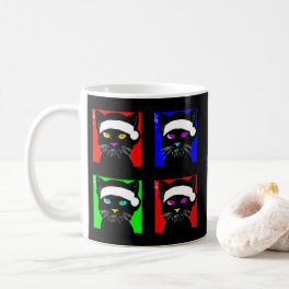 Personalized Angry Bored Black Cat Christmas Coffee Mug