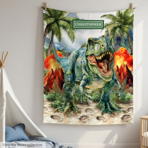 Personalized Angry T-Rex Blanket Unique Boys