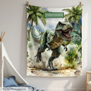 Personalized Angry T-Rex Blanket Unique for Boys