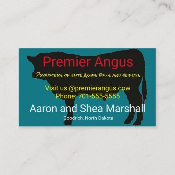 Personalized Angus Bull Silhouette Business Card by DakotaInspired at Zazzle