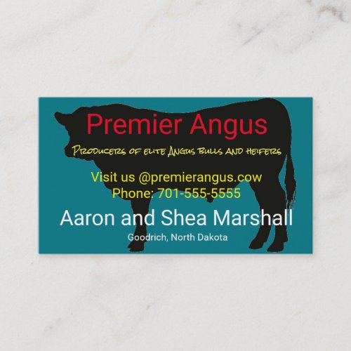 Personalized Angus Bull Silhouette Business Card