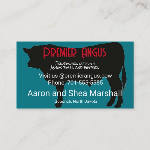 Personalized Angus Bull Silhouette Business Card