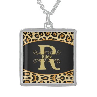 Personalized Animal Leopard Cheetah Print Silver Plated Necklace