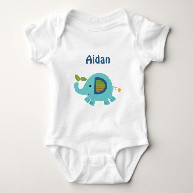Personalized Animal Parade Elephant  baby Shirt (Front)