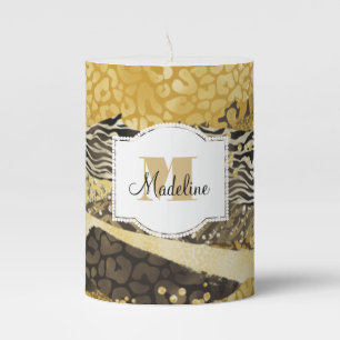 Personalized Animal Print Pillar Cand Candle