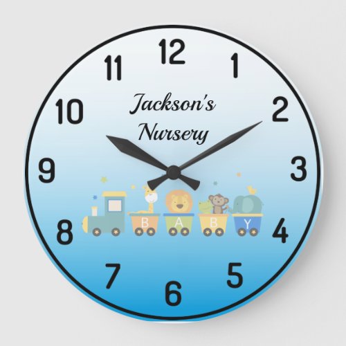 Personalized Animal Train Boys Nursery Clock