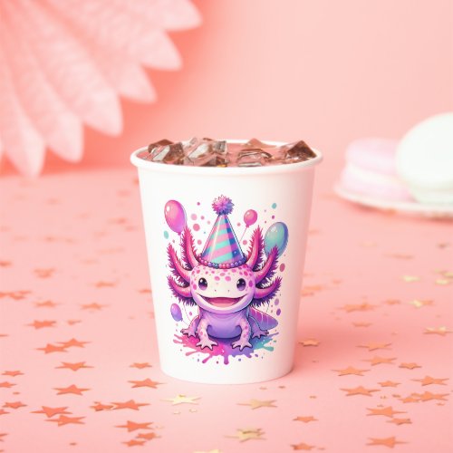 Personalized Anime Axolotl Girls Birthday Paper Cups