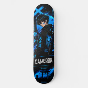 Personalized Anime Black Cyan Samurai Skateboard