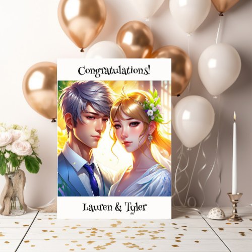 Personalized Anime Couple Congratulations Card