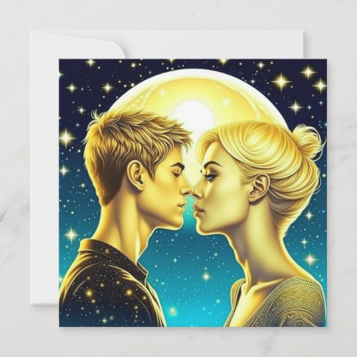 Personalized Anime Couple Moon Valentines Day Card
