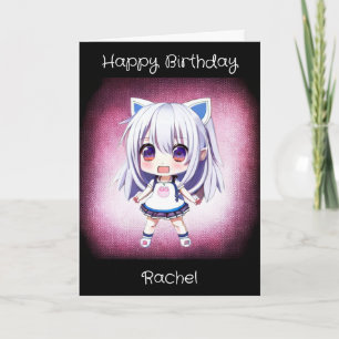 Personalized Anime Girl   Inside Coloring Page Card