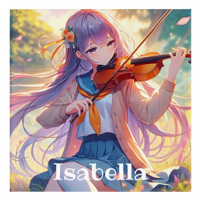 Personalized Anime Girl Playing the Violin Acrylic Print (Front)
