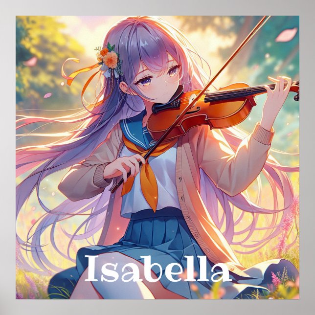 Personalized Anime Girl Playing the Violin Poster (Front)