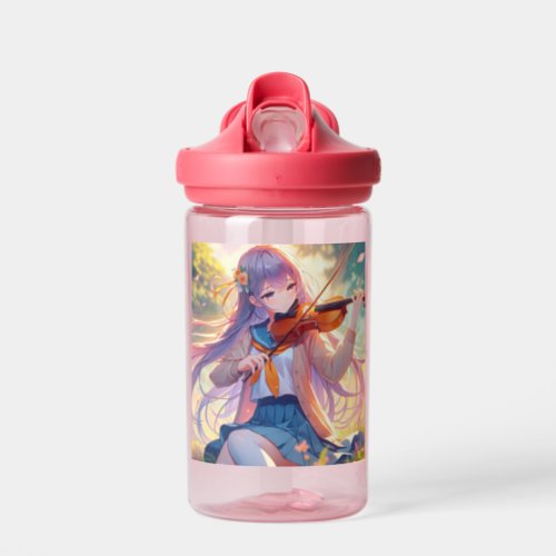 Personalized Anime Girl Playing the Violin Water Bottle