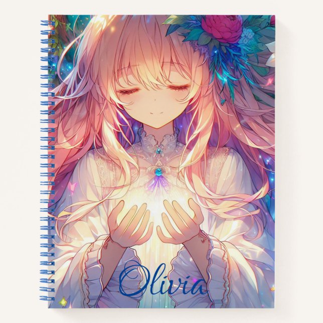 Personalized Anime Girl Sketchbook Notebook (Front)