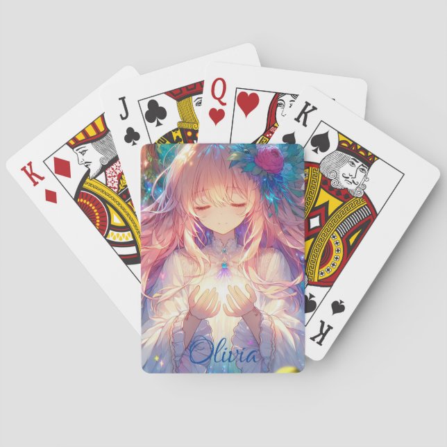 Personalized Anime Girl Sketchbook Poker Cards (Back)