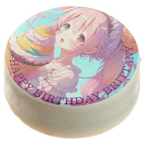 Personalized Anime Girl with Whimsical Cupcake Chocolate Covered Oreo