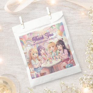 Personalized Anime Girl's Ice Cream Birthday Party Favor Bag