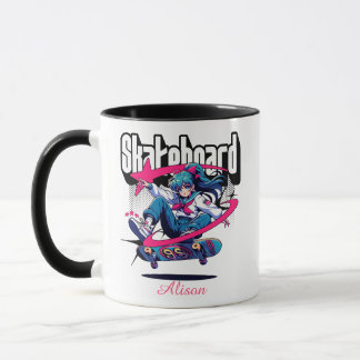 Personalized Anime Skateboard Teen Girl  Mug