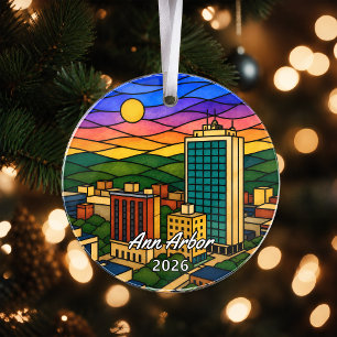 Personalized Ann Arbor Acrylic Ornament, Custom Mi Ornament