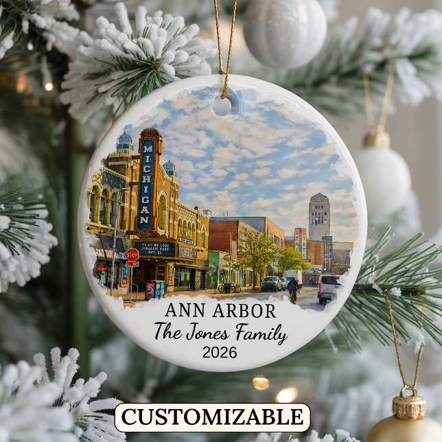 Personalized Ann Arbor Ornament, Custom Michigan Ceramic Ornament (Creator Uploaded)