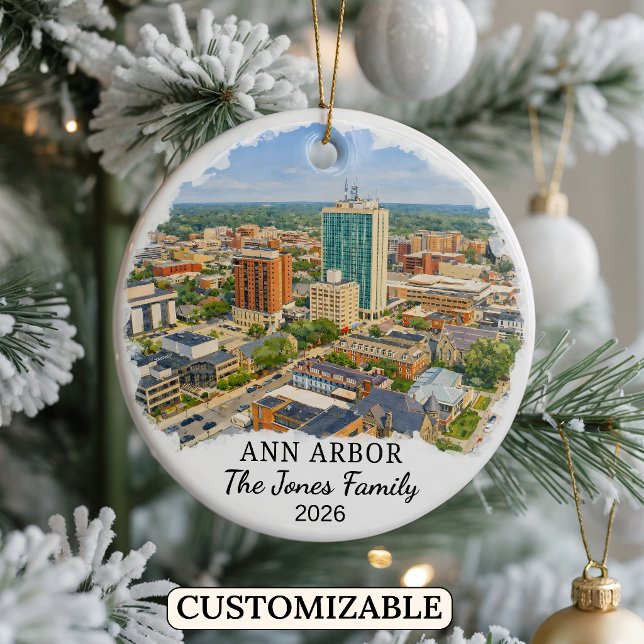 Personalized Ann Arbor Ornament, Custom Michigan Ceramic Ornament (Creator Uploaded)