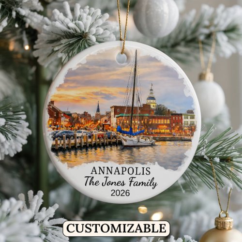 Personalized Annapolis Ornament, Custom Maryland Ceramic Ornament