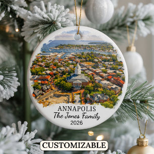Personalized Annapolis Ornament, Custom Maryland Ceramic Ornament