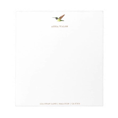 Personalized Annas Hummingbird Notepad