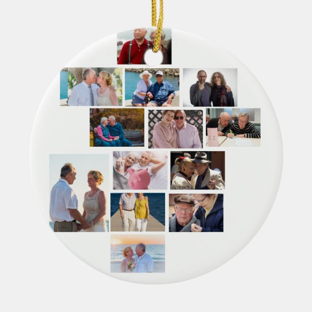 Personalized Anniversary 13 Photo Collage   Ceramic Ornament (Front)