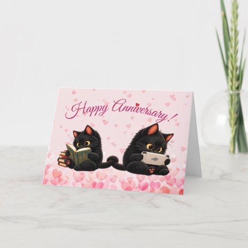 Personalized Anniversary Card – Two Black Cats