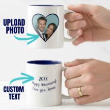 Personalized Anniversary Custom Photo Heart Blue