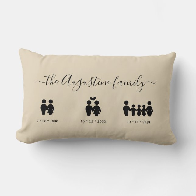 Personalized Anniversary Gift Lumbar Pillow (Front)