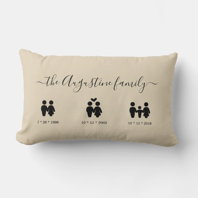 Personalized Anniversary Gift Lumbar Pillow (Front)