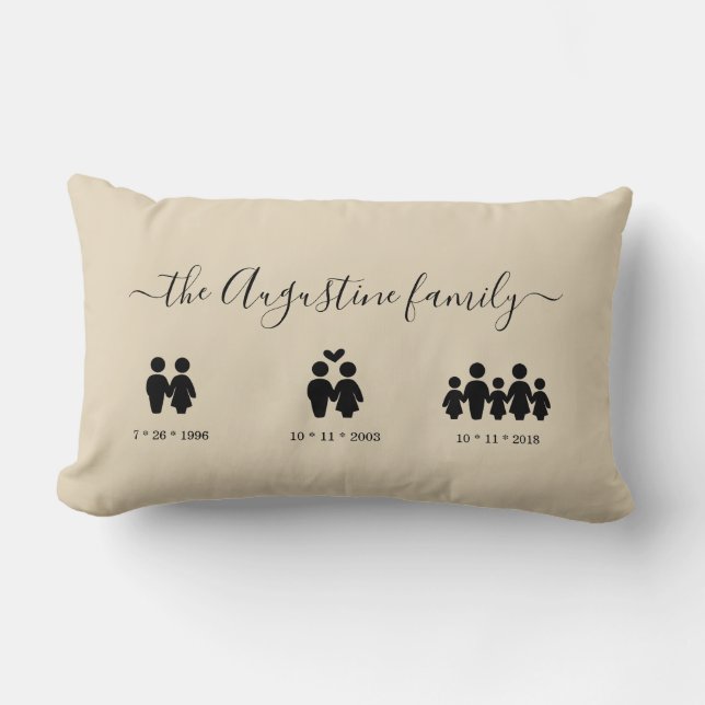 Personalized Anniversary Gift Lumbar Pillow (Front)