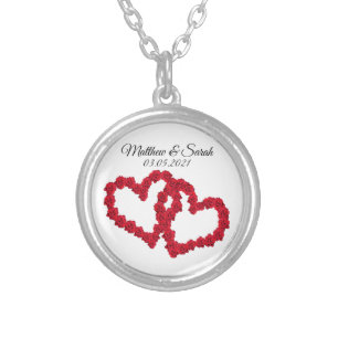 Personalized Anniversary Gifts - Custom Couple Silver Plated Necklace