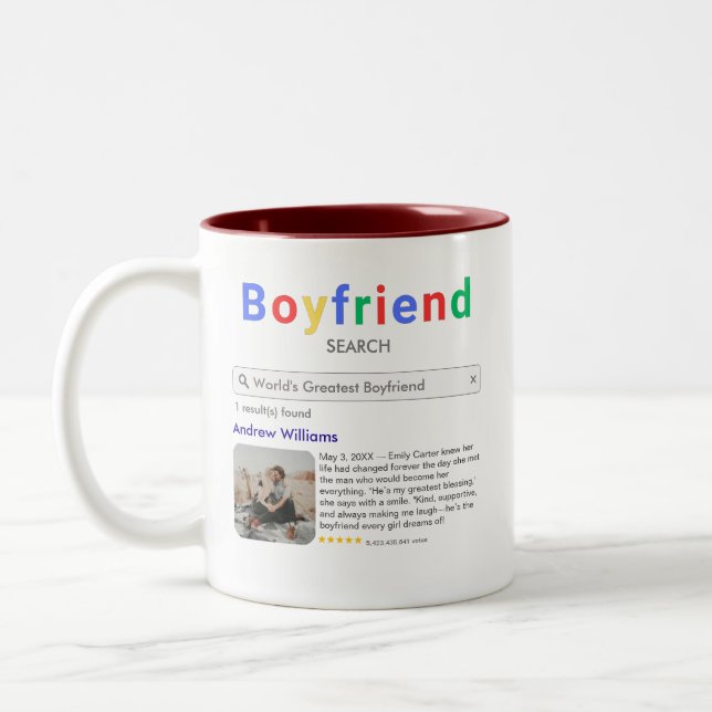 Personalized Anniversary Gifts For Him Two-Tone Coffee Mug (Left)