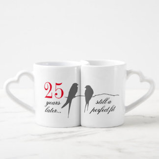 Personalized Anniversary Love Birds Coffee Mug Set