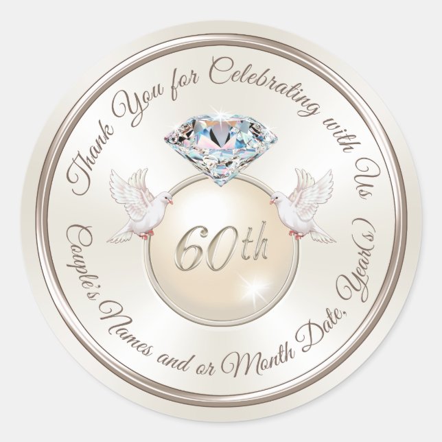 Personalized Anniversary Party Favor Stickers (Front)