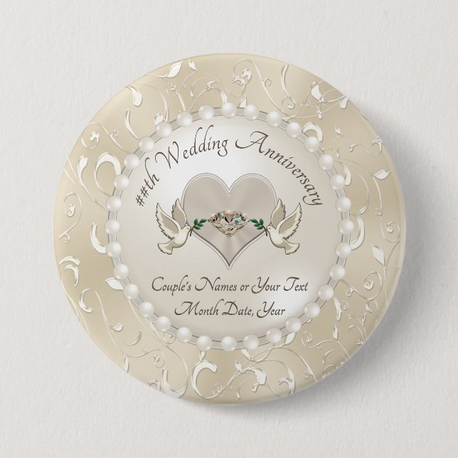 Personalized Anniversary Party Favors for Guests Button (Front)