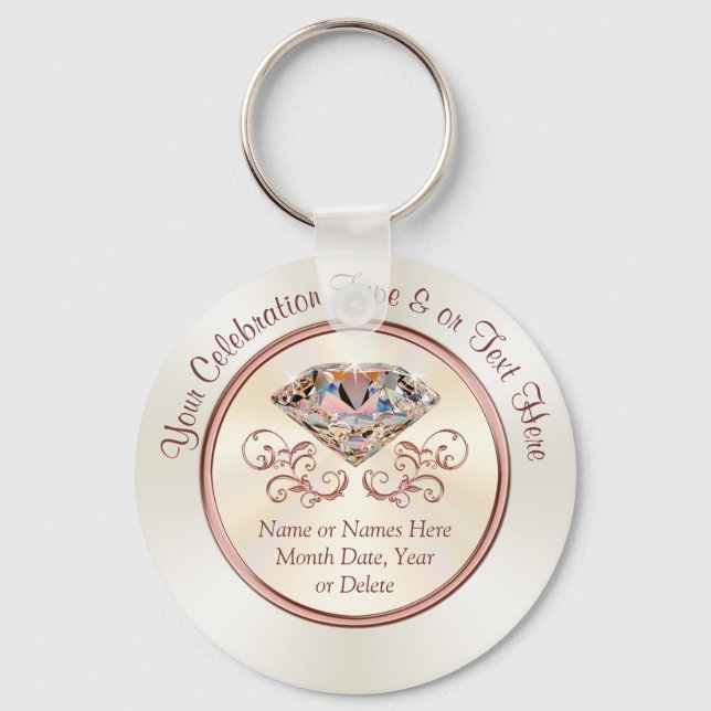 Personalized Anniversary Party Favors or Wedding Keychain (Front)