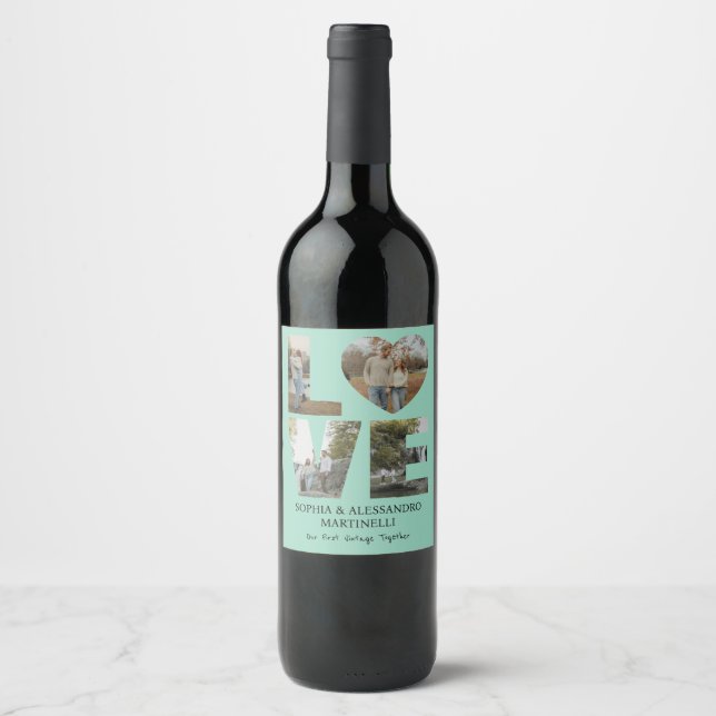 Personalized Anniversary Photo Wine Bottle Label  (Front)