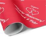 Personalized Anniversary wrapping paper for couple<br><div class="desc">Personalized wedding Anniversary wrapping paper for couple. Red or custom color gift wrap for husband and wife married 1 5 10 25 40 50 years. Romantic design with two interlocking love hearts. Double heart interlocked with eachother.</div>