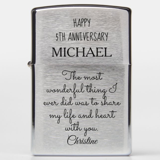 Personalized Anniversary  Zippo Lighter (Front)