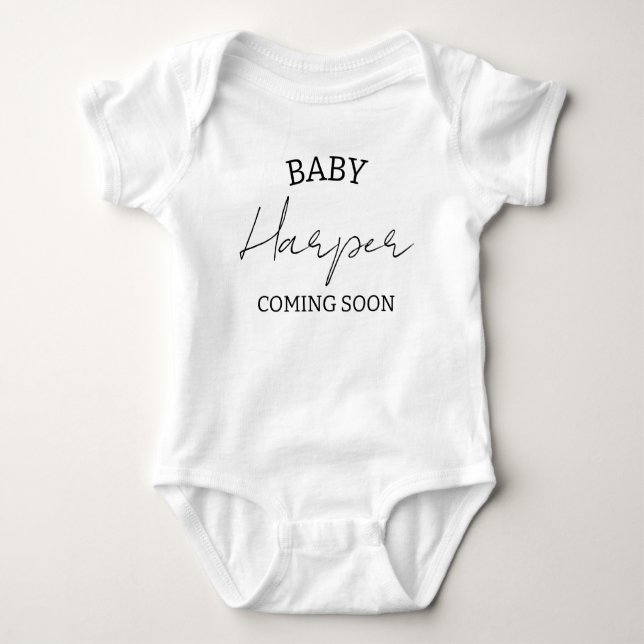 Personalized Announcement Baby bodysuit, Pregnancy Bodysuit (Front)